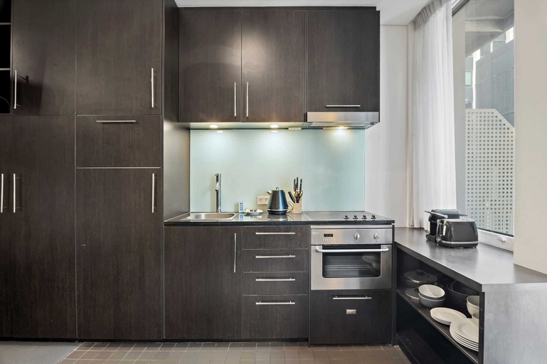Private kitchen 3, Stylish Central Studio With Gym, Melbourne