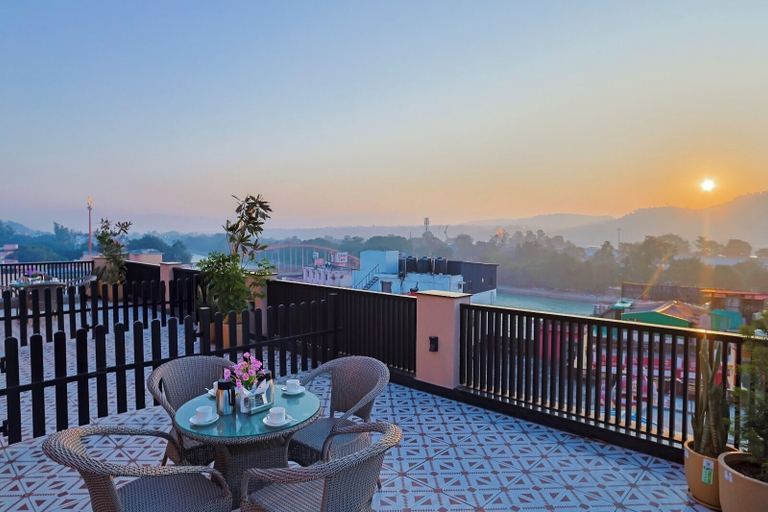 Rooftop terrace, Arina Vedic Haveli 2 Min walk to Ganga, Hardwar