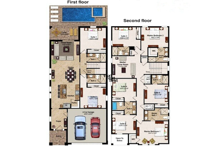 Interior 2, 350-8-pc-open Floor Plan With Private Pool, Osceola