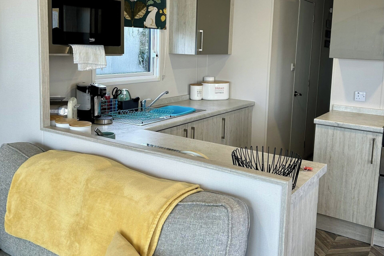 Private kitchen, Blue Water 3 Beverley Bay Static Caravan, Torbay
