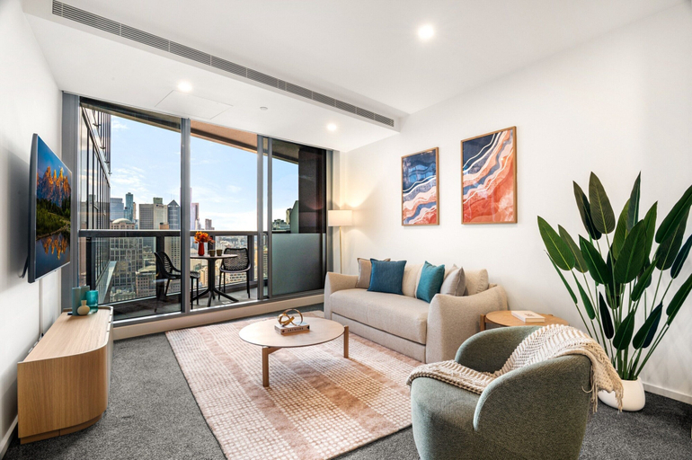 Living room 2, Modern City Views Escape With Gym Access, Melbourne