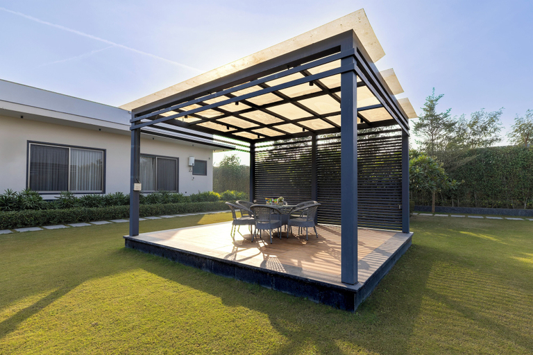 Outdoor dining 4, Elivaas Levante Farms 5 BHK Villa, Delhi