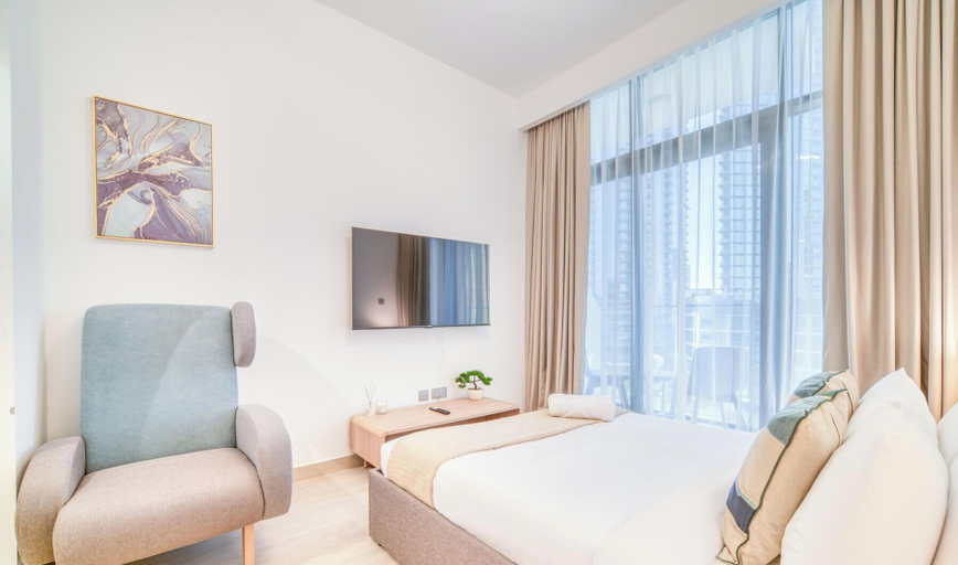 Bedroom 2, Spacious Azizi Riviera Studio, Dubai