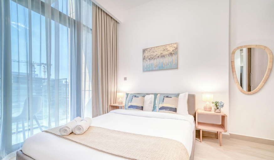 Bedroom 3, Spacious Azizi Riviera Studio, Dubai