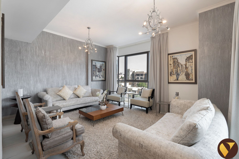 Living room, Vogue| Burj Residence near Dubai Mall Burj Khalifa, Dubai