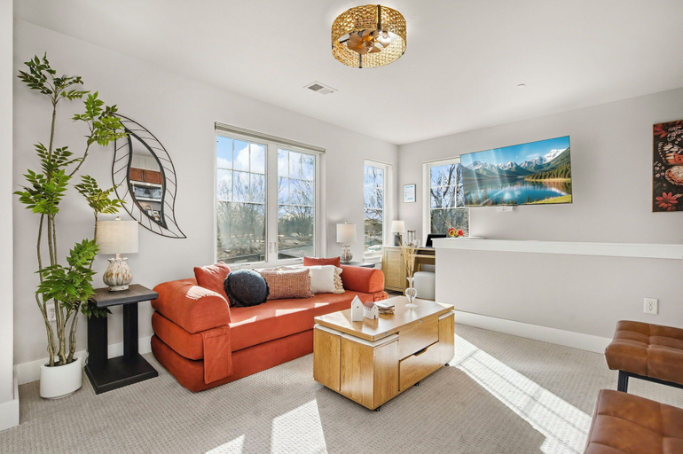 Living area, The Revive Loft Balcony, Workspace & Bikes, Larimer