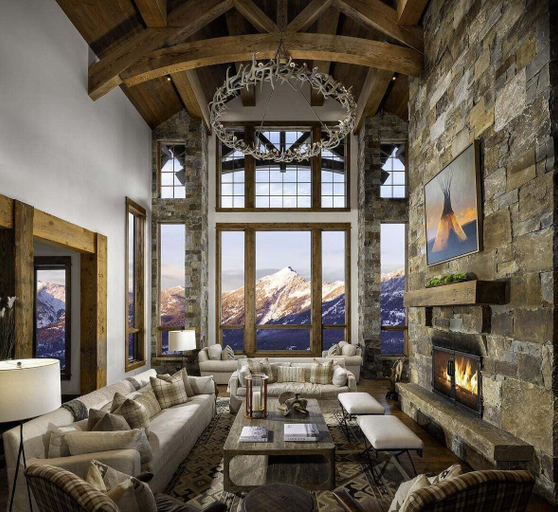 Living area 3, 30 Spur Road 6 Bedroom Home by Moonlight Basin Lodging, Madison