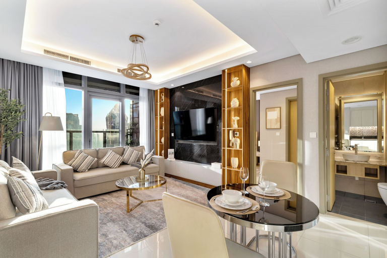 Living area 5, Gogoto 1BR Infinity Pool High Floor, Dubai
