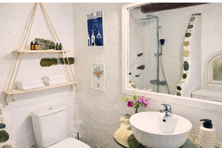 Bathroom 4, Villa Kotseli: Traditional Stone House with Pool & Sunset Sea Views, South Aegean