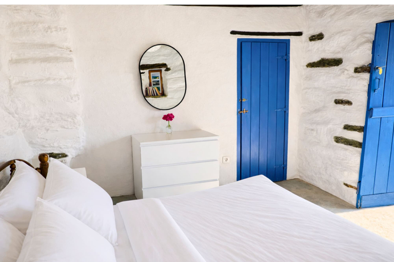Bedroom 3, Villa Kotseli: Traditional Stone House with Pool & Sunset Sea Views, South Aegean