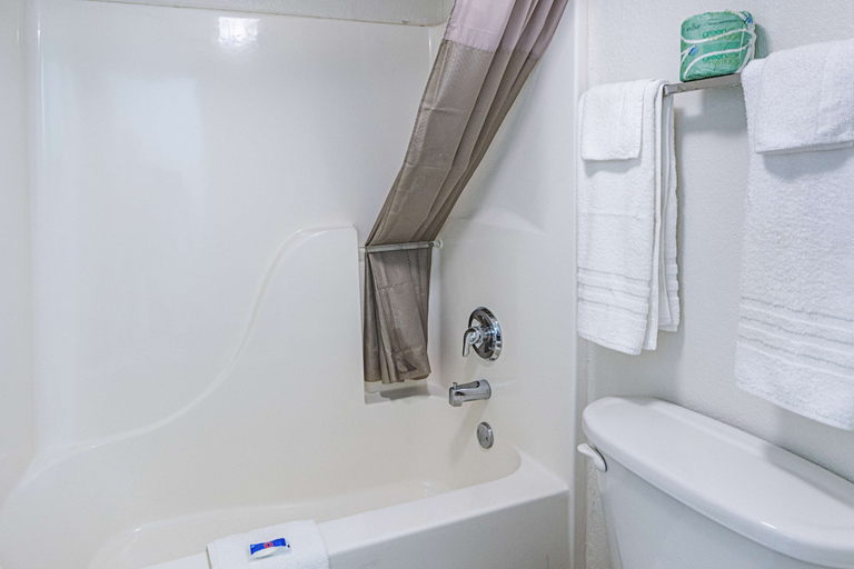 Bathroom 5, Motel 6 Cleveland, TX, Liberty