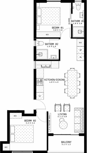 Floor plan, FOUR on O - Fluent Serviced Apartments, City of Cape Town