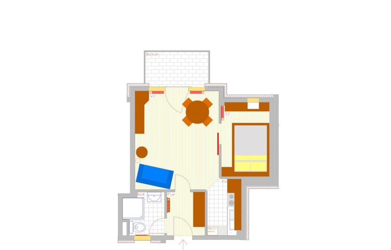 Floor plan, Ferienwohnung mit Balkon in Dornumersiel, Aurich