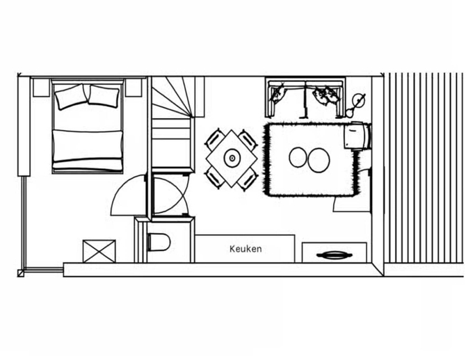 Floor plan 2, 4-person Lodge in Tiny House Style, Veere