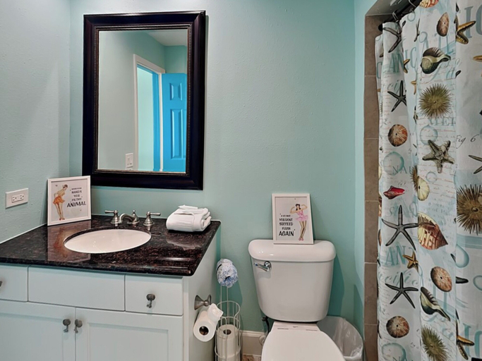 Bathroom, Beach and Pool View by Ryson Vacation Rentals, Galveston