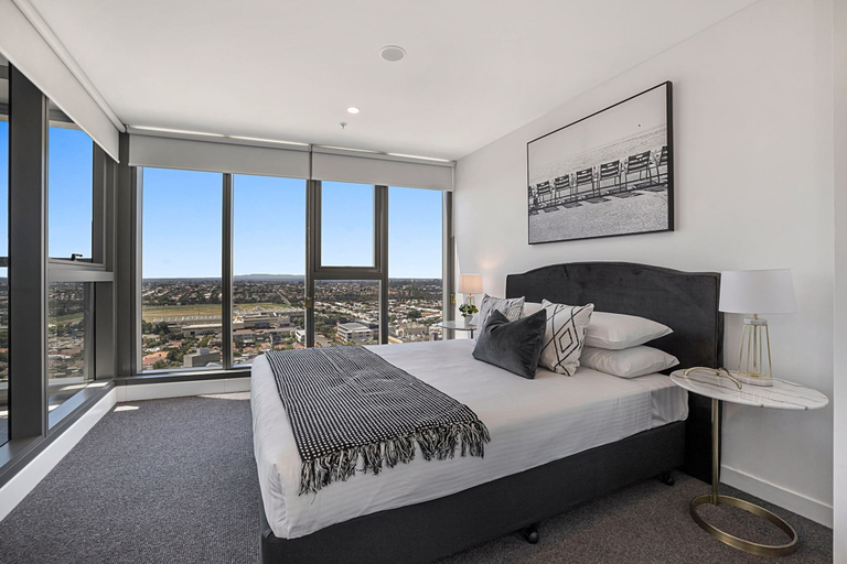 Bedroom 4, Chic 1-bed With Parking, Gym, Pool & City Views, Melbourne
