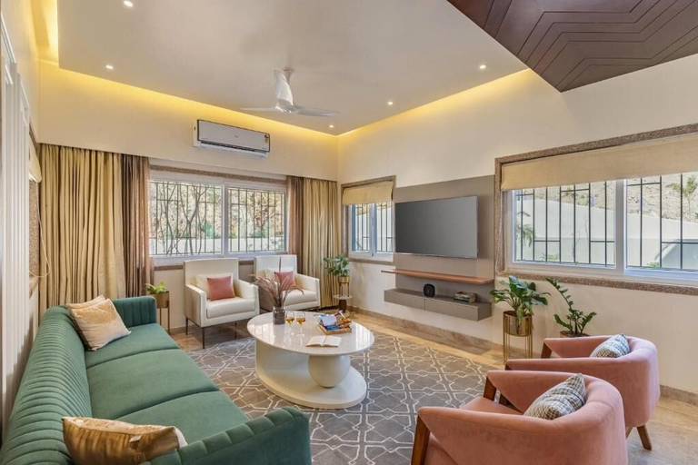 Living area, ELIVAAS Luxe Shourya Eden 3 BHK villa, Udaipur