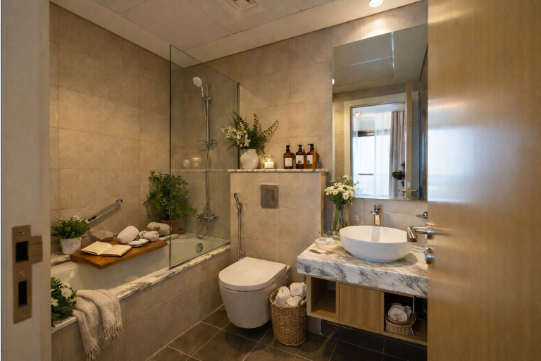 Bathroom, Keyrock Living- Luxe 2BR in Business Bay, Dubai