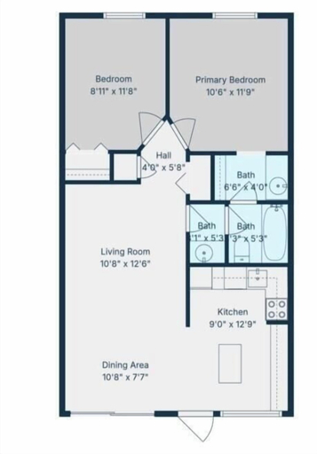 Floor plan, Tennis Place Unit B22 2 Bedroom Condo, Lee