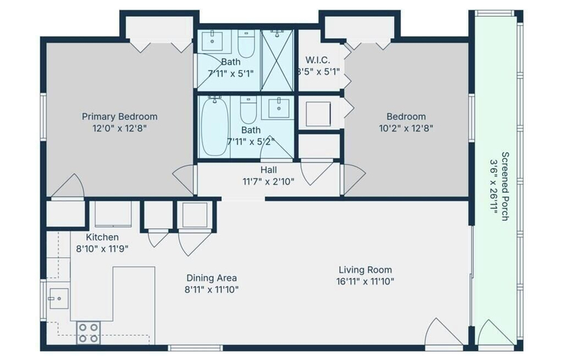 Floor plan, Seashells Unit 23 2 Bedroom Condo, Lee