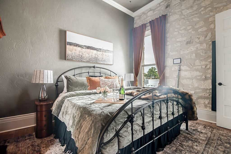Bedroom 2, The Bank on Main St - Downtown Escape Featuring a Deck W/main St Views!, Gillespie