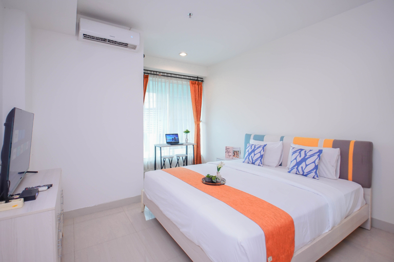 Bedroom 4, Calming and Restful Studio at Apartment Grand Kamala Lagoon By Travelio, Bekasi