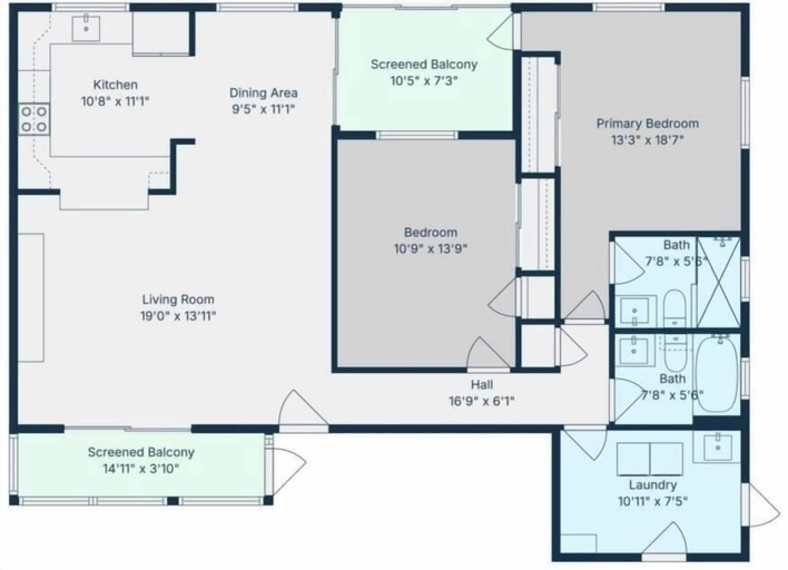 Floor plan, Seashells Unit 18-coastal Breeze 2 Bedroom Condo, Lee