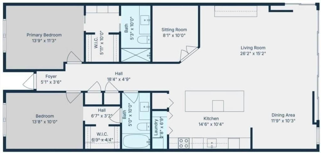 Floor plan, Kings Crown 110 2 Bedroom Condo, Lee