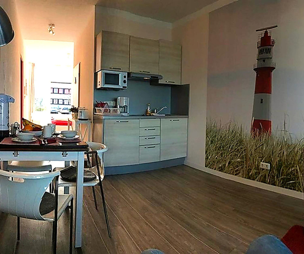 Private kitchen, Coastal Apartment With Balcony, Ostholstein