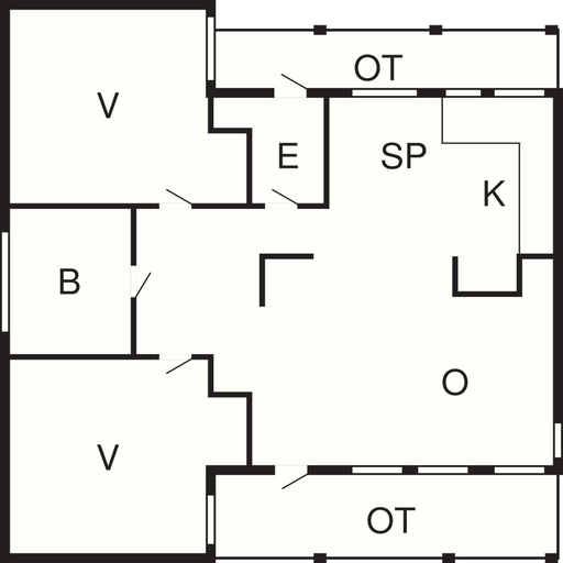 Floor plan, 3 Rooms, Standard, 4+1 People, 68m2, Næstved
