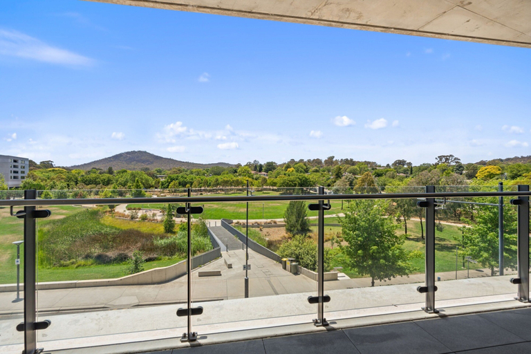 Balcony, Elegant 3-bed Apt With Park Views in Campbell, Canberra