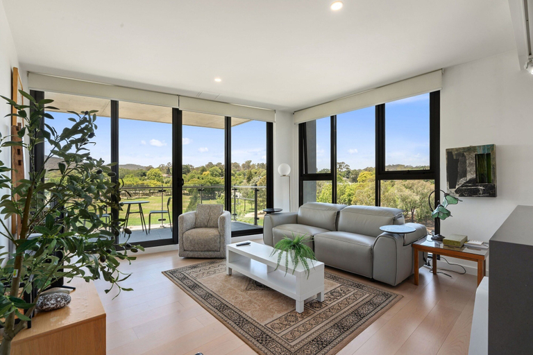 Living room 2, Elegant 3-bed Apt With Park Views in Campbell, Canberra