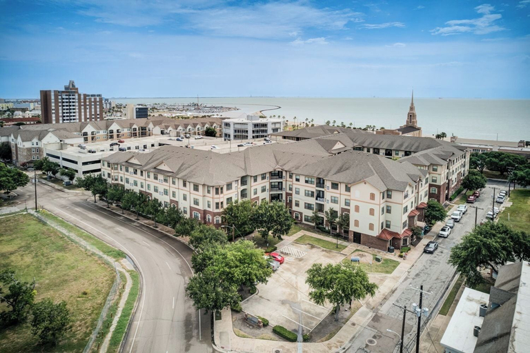 Aerial view, Landing Apartments near Downtown Corpus Christi, Nueces