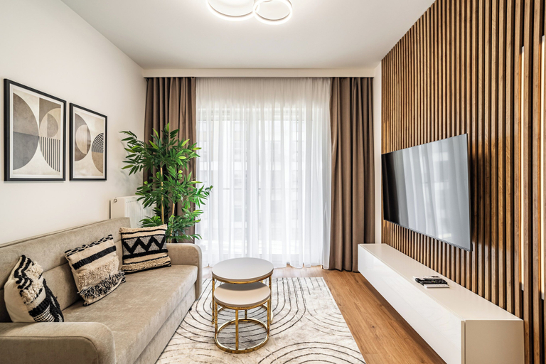 Living room 3, RentPlanet - Apartament Przemysłowa, Będzin