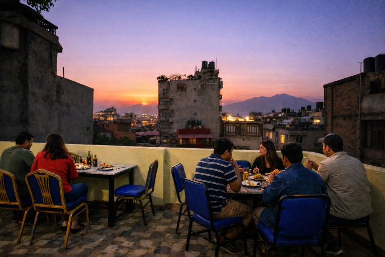 Outdoor dining 3, Funky Monkey Hotel Hostel Apartment, Bagmati