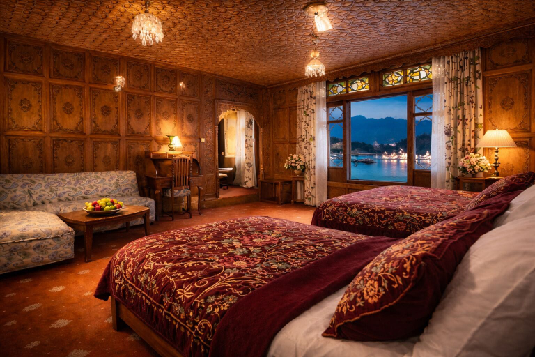 Bedroom 3, Mascot Houseboats, Srinagar
