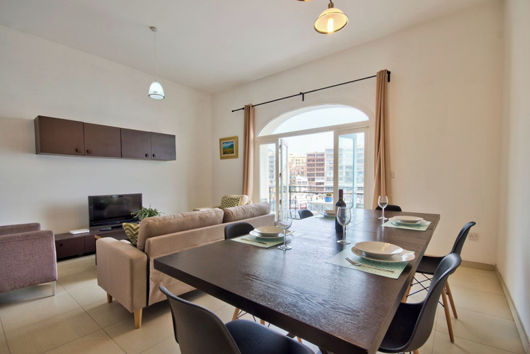 In-room dining 4, St Julian's Coastline Apartment + Sea View Balcony, St Julian's