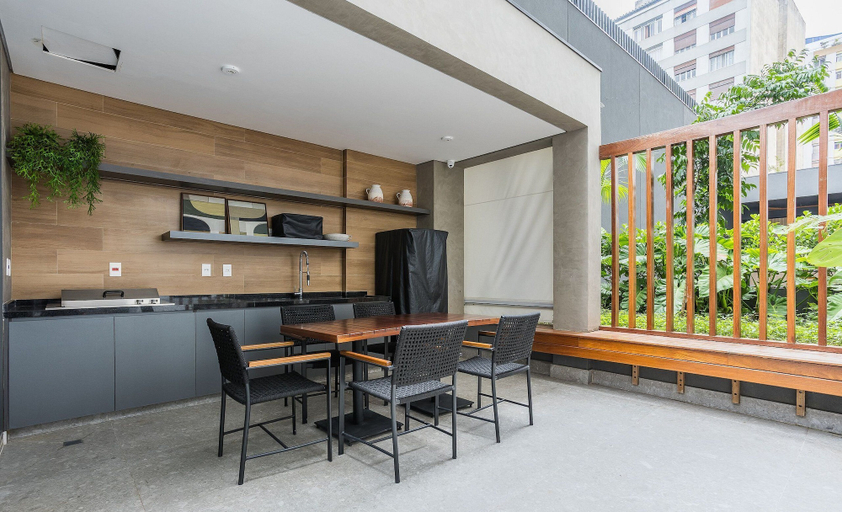 Outdoor dining, Studio in Condo w/ Gym in Consolacao Mac0046, São Paulo
