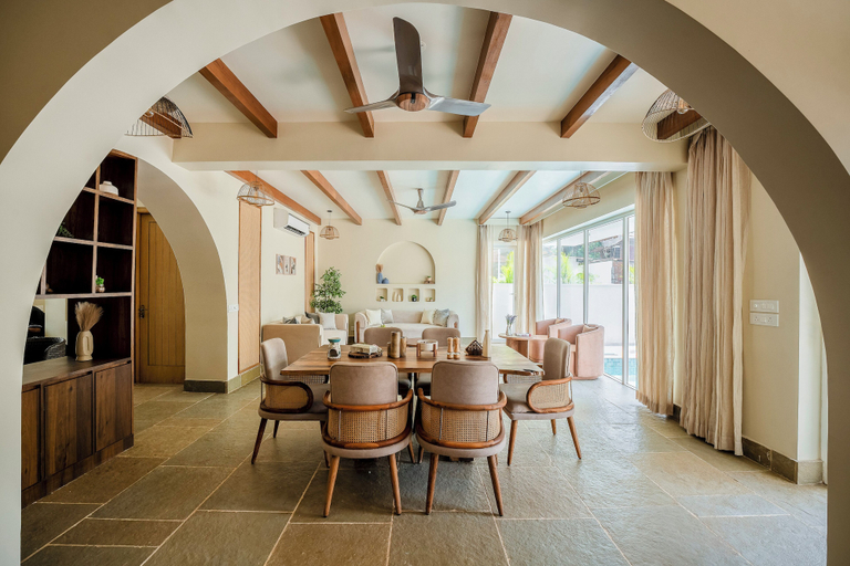 Dining 4, Staymaster White Castle-3BHK | Pvt Pool | Vagator, North Goa