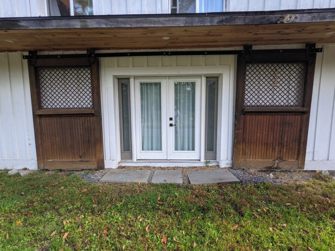 Exterior detail, Historic Horse Barn Apartment in Goshen, Orange