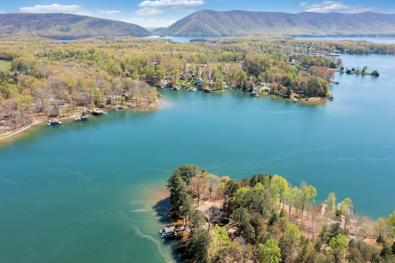 Aerial view 3, Lake Harmony - Lakefront Home w/ Private Dock, & Fire Pit, Bedford