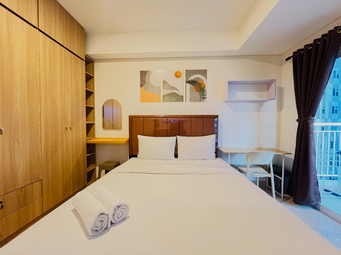 Bedroom 5, Pleasurable Studio Apartment Podomoro City Deli Medan By Travelio, Medan
