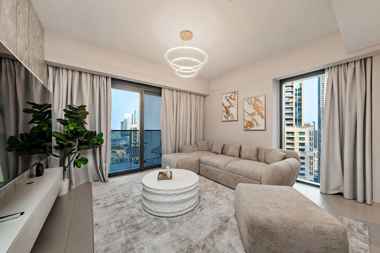 Living area 4, Burj View Stylish 3BR with Maids Room, Dubai