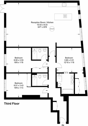 Floor plan, The Eyre Suite Two - Farringdon - by Frankie, London