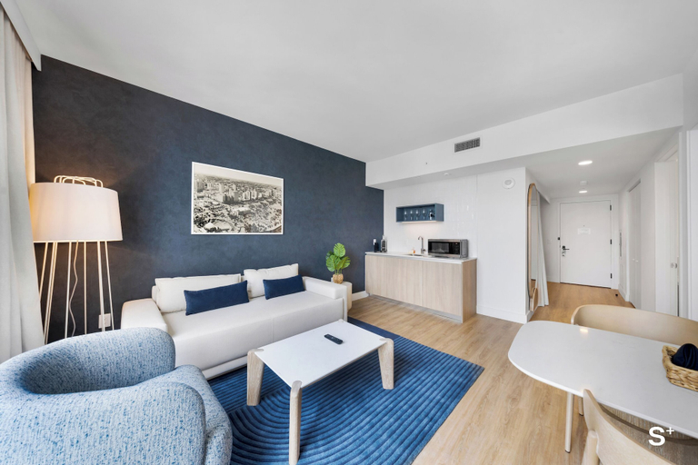 Living area 4, Modern 1BD & Den With City Views, Miami-Dade