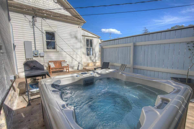 Outdoor spa tub 3, Gorgeous Home 1 Blk From Main With Hot Tub & Fire Pit!, Gillespie