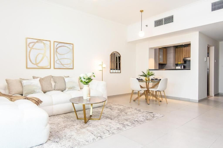 Living area 3, Bloomfields 1Br Azure Stay Ajwan, Abu Dhabi City