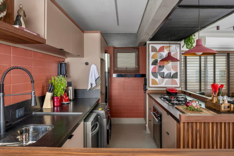 Private kitchen 2, Flat de 100m2 com Serviço de Camareira, São Paulo