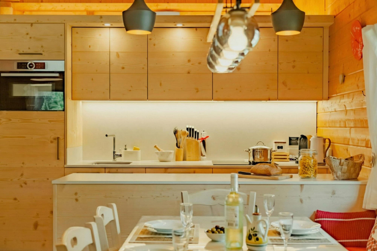 Private kitchen, Chalet Soleada With Fireplace and Terrace for 5, Moësa