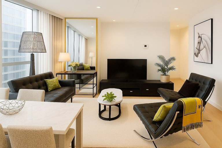 Living area, SkyHigh Exec Suite with City Views, Melbourne